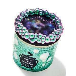 Candy Apple Cauldron 3 Wick Candle Bath & Body Works Halloween Specialty Lid BBW